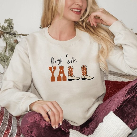 Longhorn Pride 'Hook 'em Y'all' UT Austin Edition Sand Sweatshirt - Picture 2 of 6